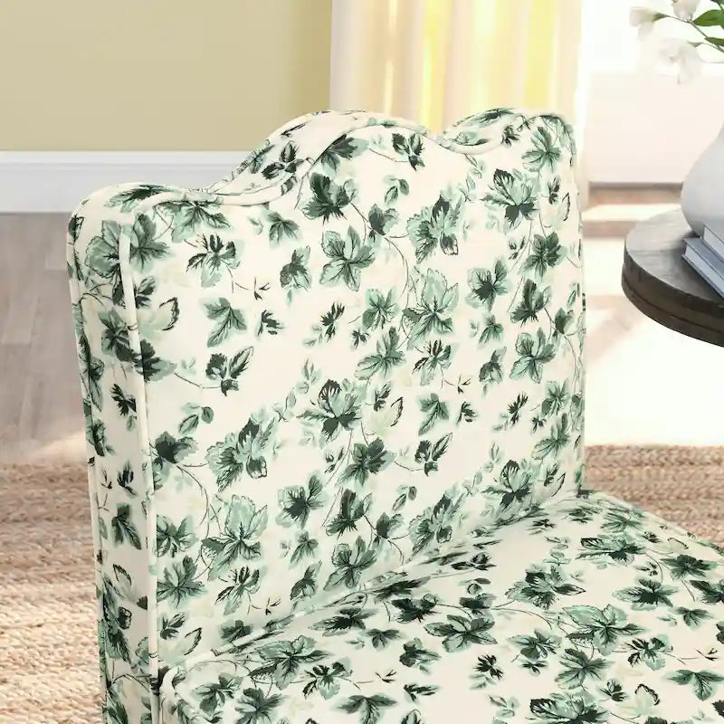 Fauteuil d'appoint sans accoudoirs à imprimé floral, siège rembourré en flanelle
