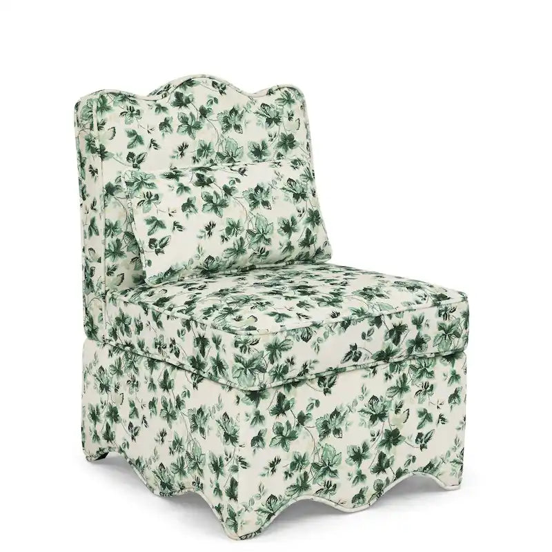 Fauteuil d'appoint sans accoudoirs à imprimé floral, siège rembourré en flanelle