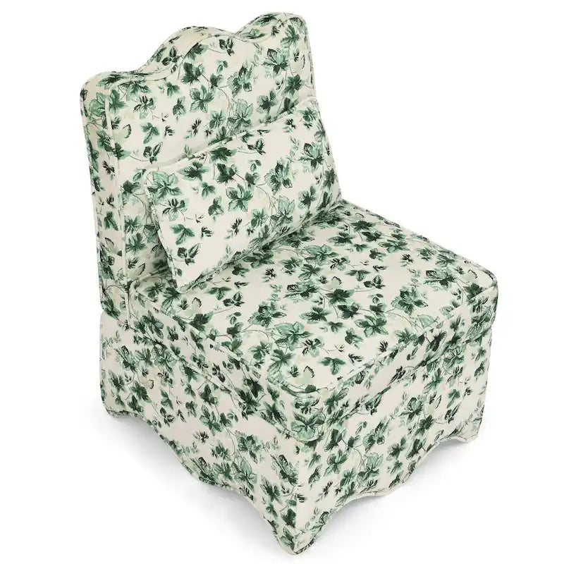 Fauteuil d'appoint sans accoudoirs à imprimé floral, siège rembourré en flanelle