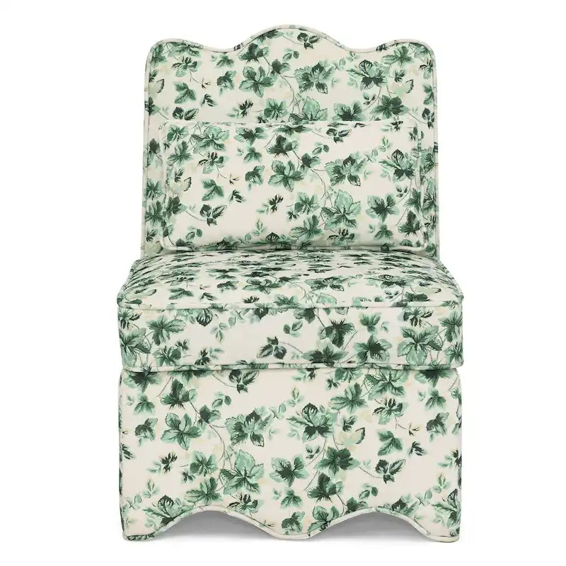 Fauteuil d'appoint sans accoudoirs à imprimé floral, siège rembourré en flanelle