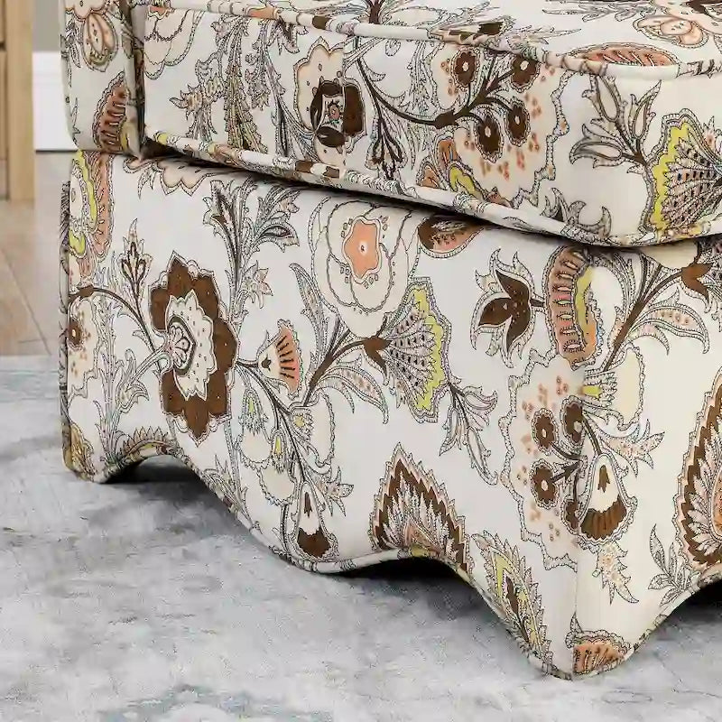 Fauteuil d'appoint sans accoudoirs à imprimé floral, siège rembourré en flanelle