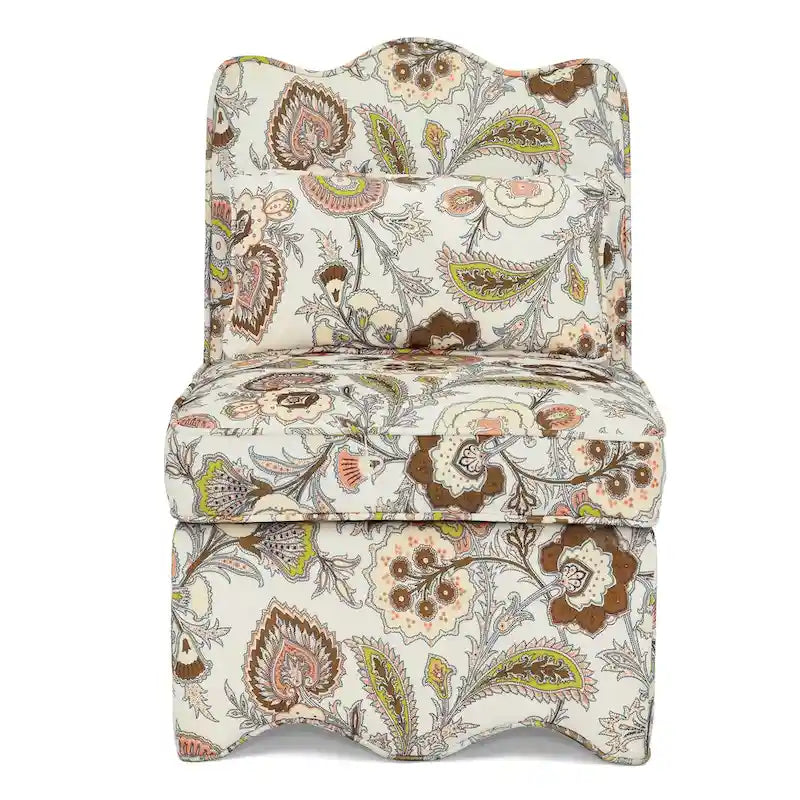 Fauteuil d'appoint sans accoudoirs à imprimé floral, siège rembourré en flanelle