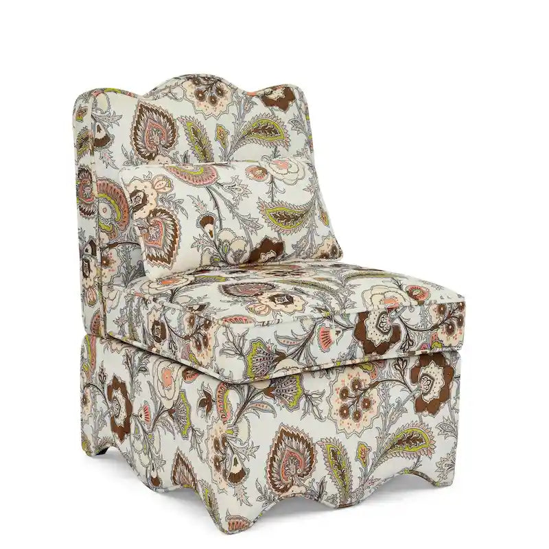 Fauteuil d'appoint sans accoudoirs à imprimé floral, siège rembourré en flanelle