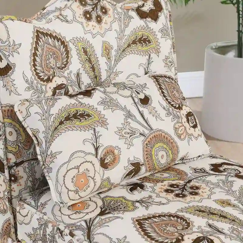 Fauteuil d'appoint sans accoudoirs à imprimé floral, siège rembourré en flanelle