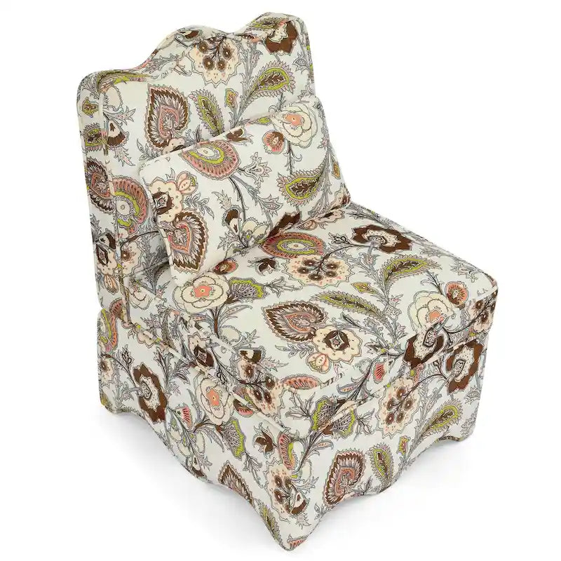 Fauteuil d'appoint sans accoudoirs à imprimé floral, siège rembourré en flanelle