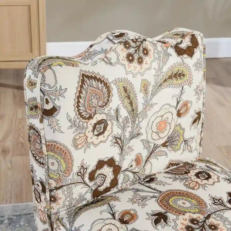 Fauteuil d'appoint sans accoudoirs à imprimé floral, siège rembourré en flanelle