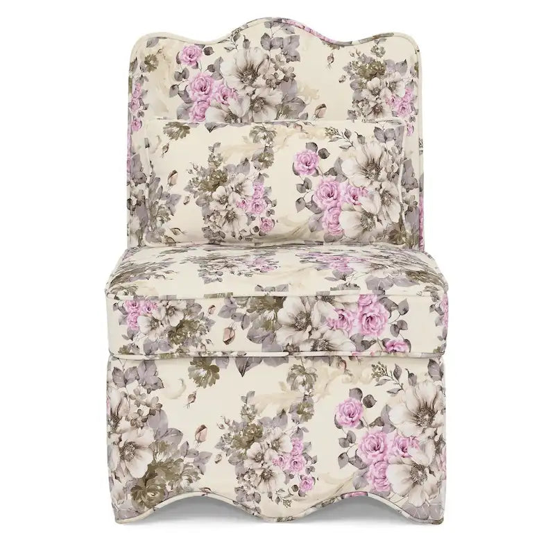 Fauteuil d'appoint sans accoudoirs à imprimé floral, siège rembourré en flanelle