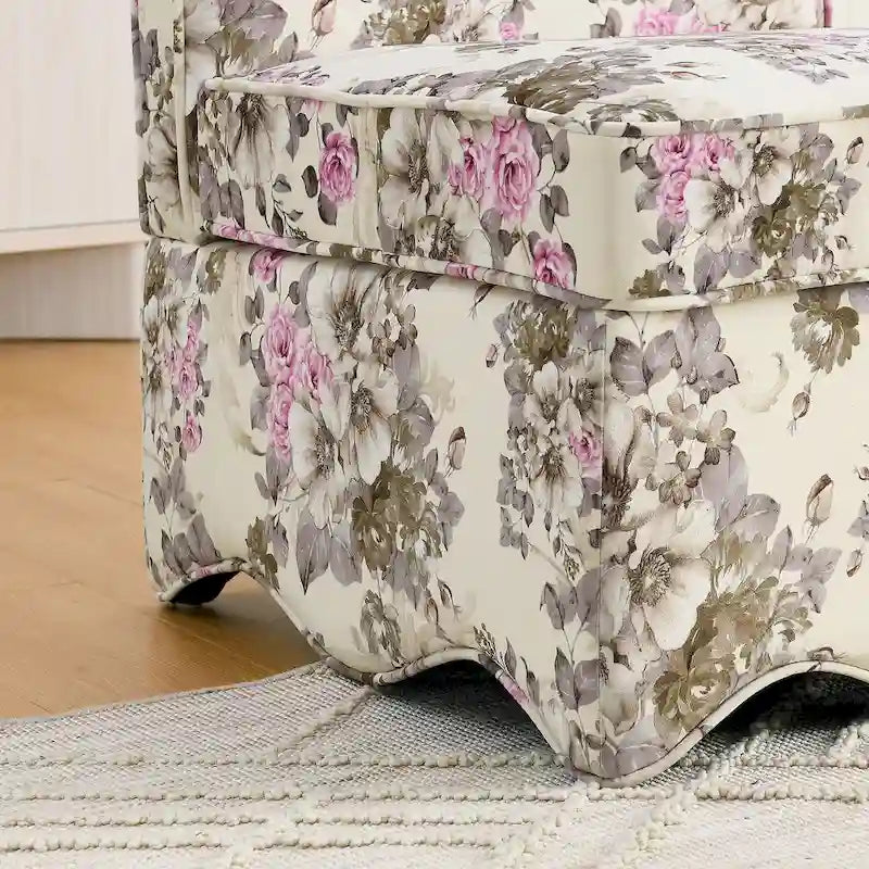 Fauteuil d'appoint sans accoudoirs à imprimé floral, siège rembourré en flanelle