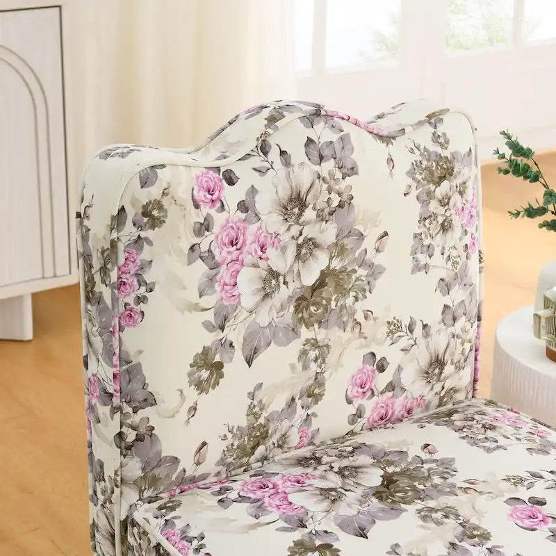 Fauteuil d'appoint sans accoudoirs à imprimé floral, siège rembourré en flanelle