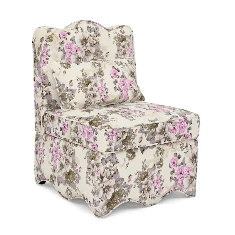 Fauteuil d'appoint sans accoudoirs à imprimé floral, siège rembourré en flanelle
