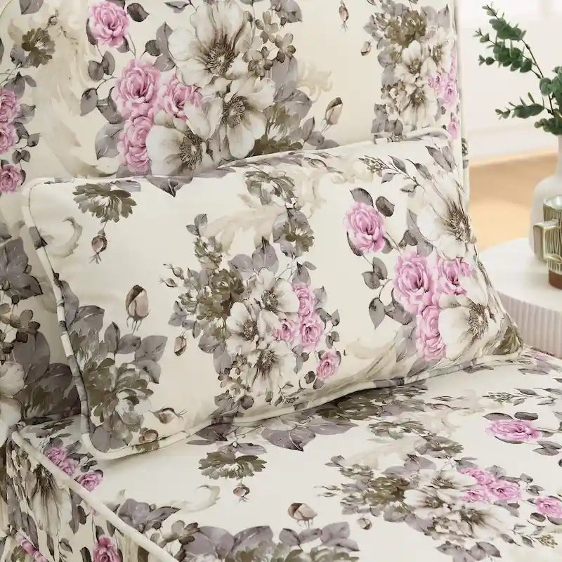 Fauteuil d'appoint sans accoudoirs à imprimé floral, siège rembourré en flanelle