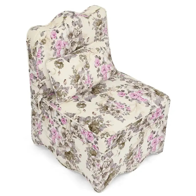 Fauteuil d'appoint sans accoudoirs à imprimé floral, siège rembourré en flanelle