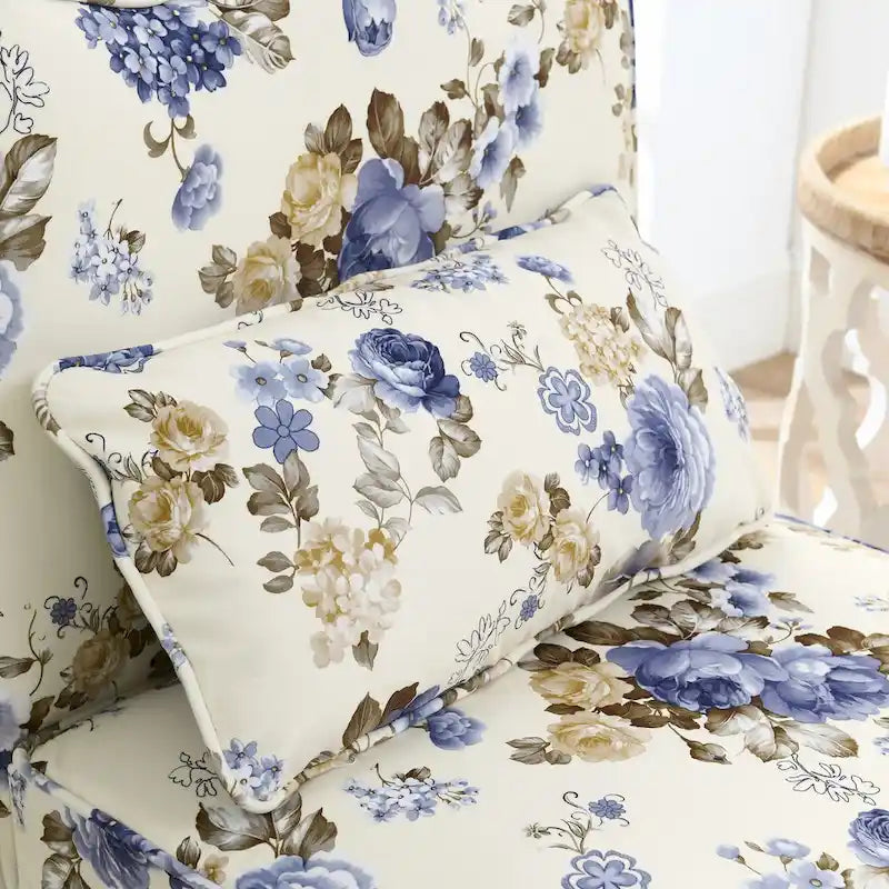 Fauteuil d'appoint sans accoudoirs à imprimé floral, siège rembourré en flanelle