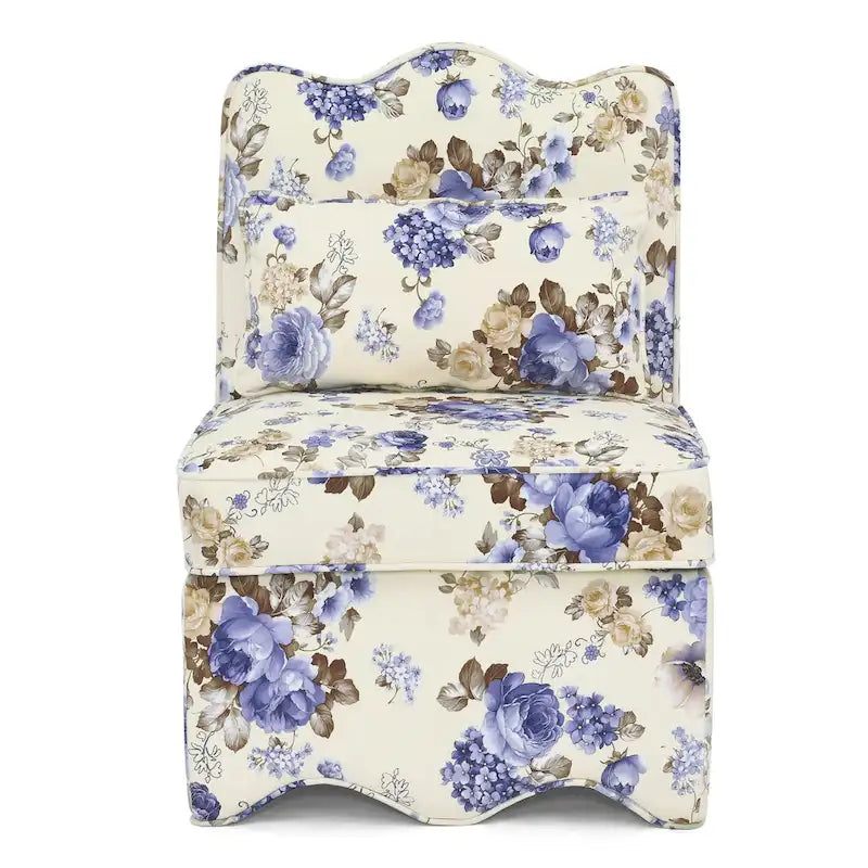 Fauteuil d'appoint sans accoudoirs à imprimé floral, siège rembourré en flanelle