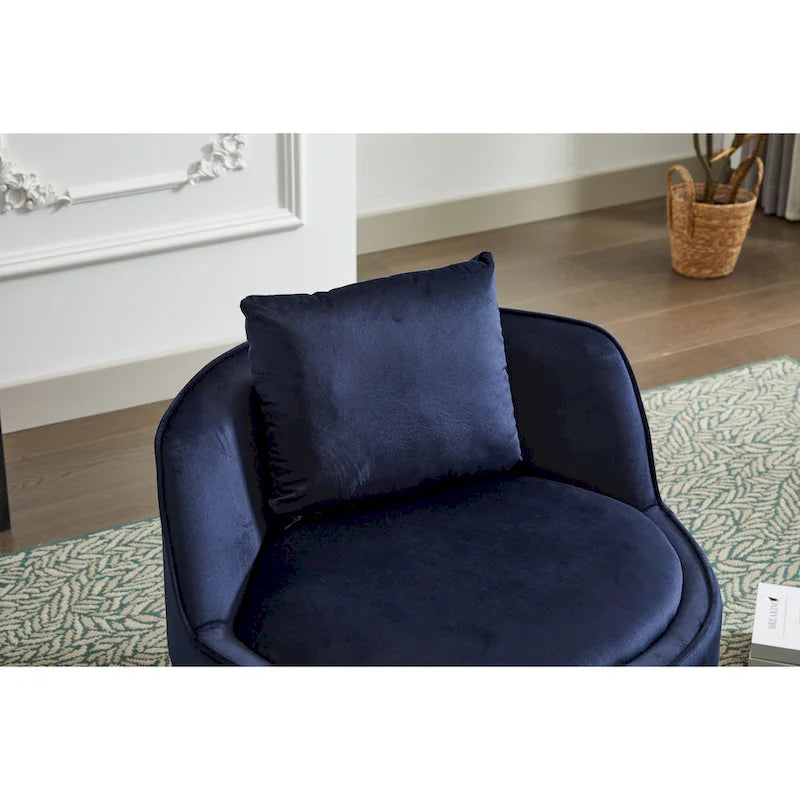 Fauteuil pivotant d'appoint en velours avec piètement en métal doré, plusieurs coloris