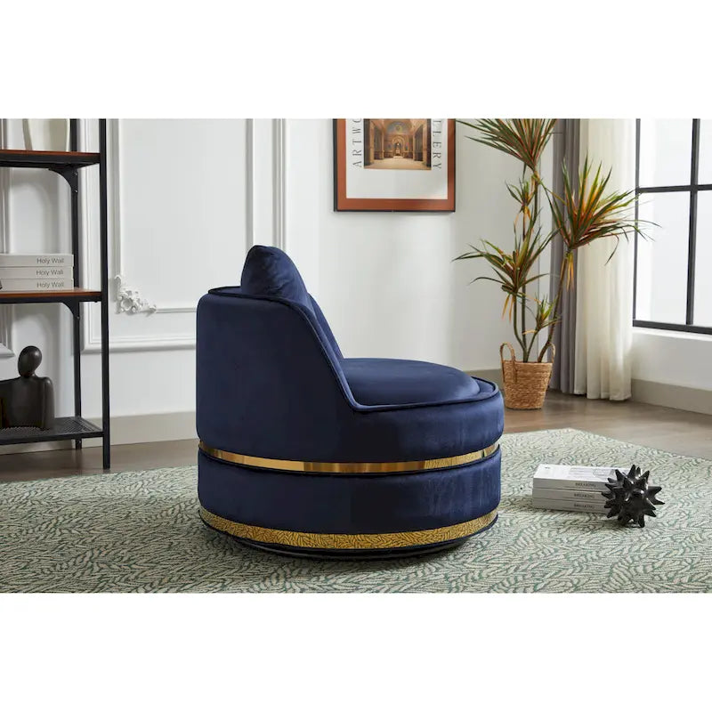 Fauteuil pivotant d'appoint en velours avec piètement en métal doré, plusieurs coloris