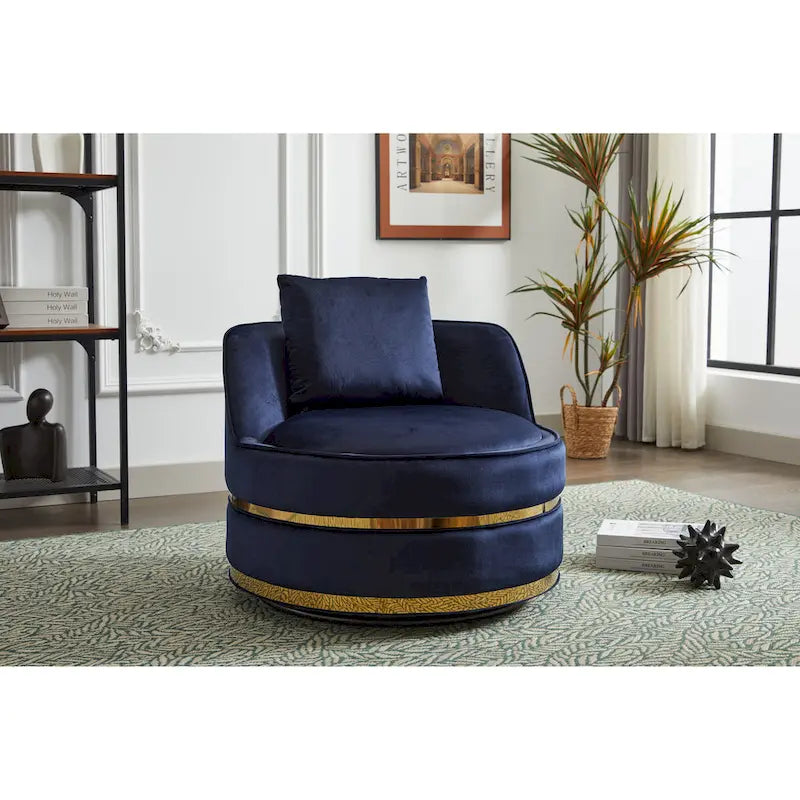 Fauteuil pivotant d'appoint en velours avec piètement en métal doré, plusieurs coloris