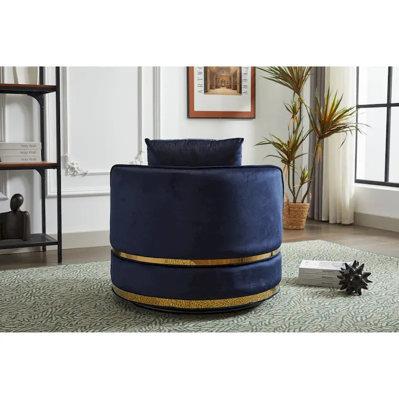 Fauteuil pivotant d'appoint en velours avec piètement en métal doré, plusieurs coloris