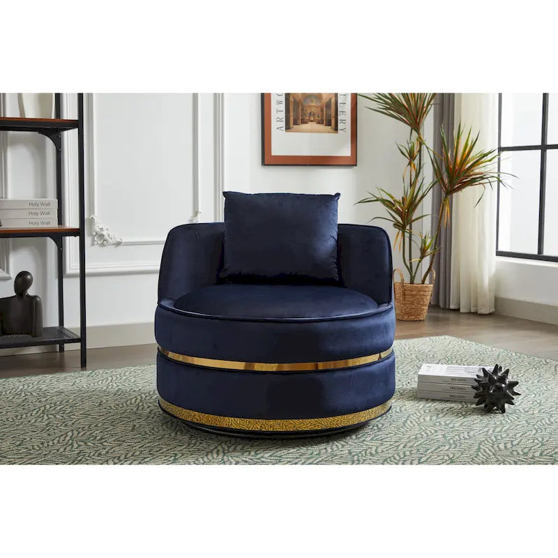 Fauteuil pivotant d'appoint en velours avec piètement en métal doré, plusieurs coloris