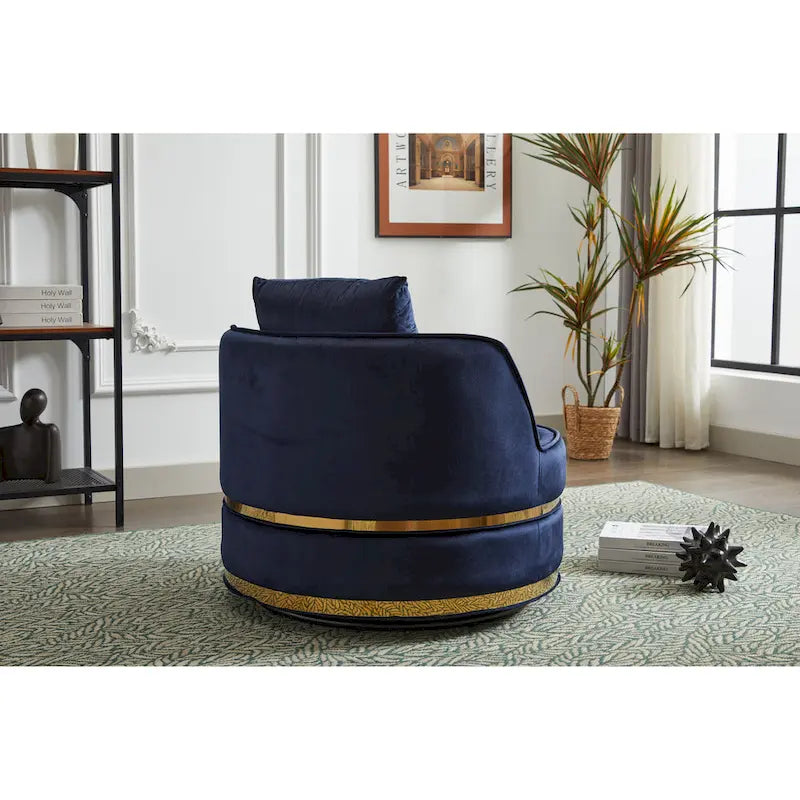Fauteuil pivotant d'appoint en velours avec piètement en métal doré, plusieurs coloris