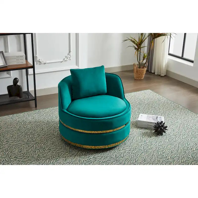 Fauteuil pivotant d'appoint en velours avec piètement en métal doré, plusieurs coloris