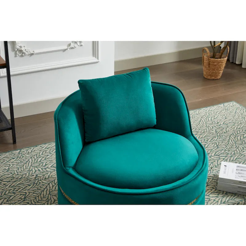 Fauteuil pivotant d'appoint en velours avec piètement en métal doré, plusieurs coloris