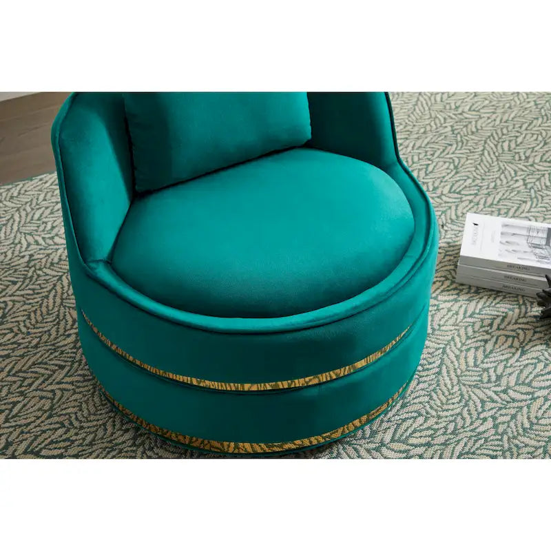Fauteuil pivotant d'appoint en velours avec piètement en métal doré, plusieurs coloris