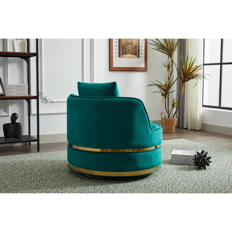 Fauteuil pivotant d'appoint en velours avec piètement en métal doré, plusieurs coloris