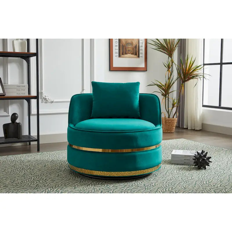Fauteuil pivotant d'appoint en velours avec piètement en métal doré, plusieurs coloris