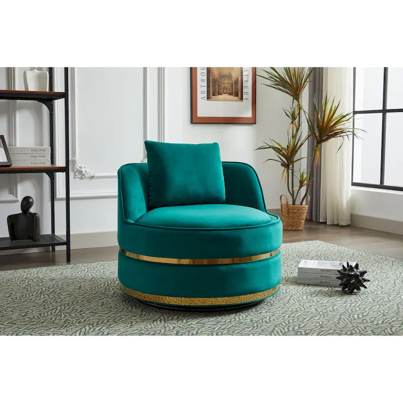 Fauteuil pivotant d'appoint en velours avec piètement en métal doré, plusieurs coloris