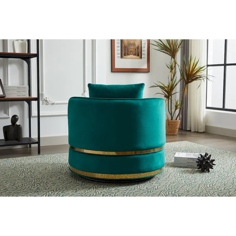 Fauteuil pivotant d'appoint en velours avec piètement en métal doré, plusieurs coloris