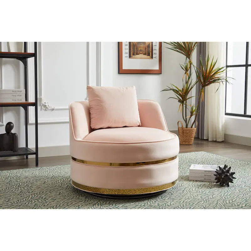 Fauteuil pivotant d'appoint en velours avec piètement en métal doré, plusieurs coloris