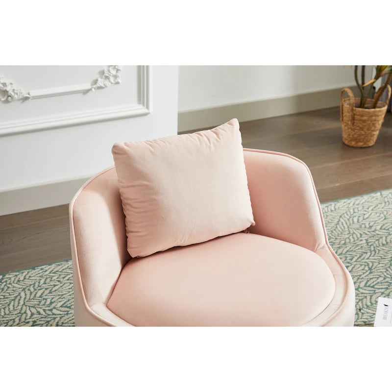 Fauteuil pivotant d'appoint en velours avec piètement en métal doré, plusieurs coloris