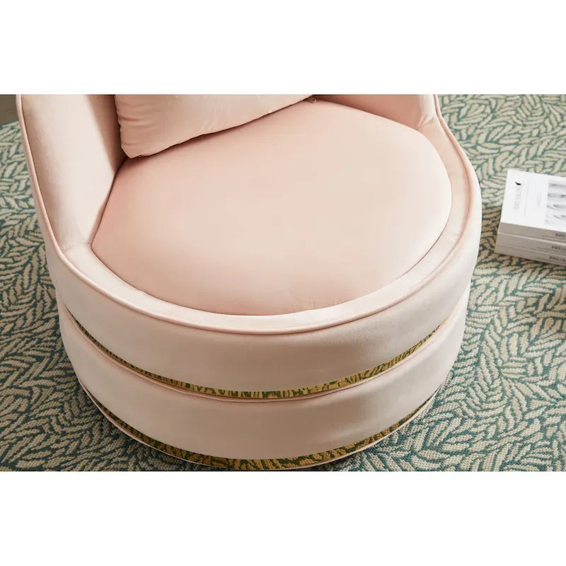 Fauteuil pivotant d'appoint en velours avec piètement en métal doré, plusieurs coloris