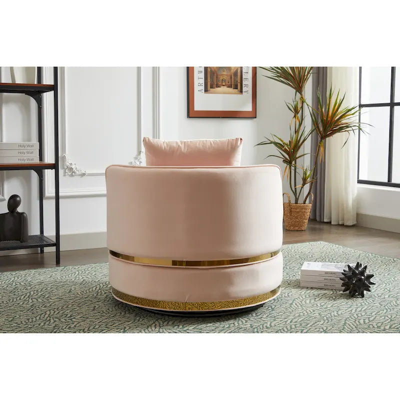 Fauteuil pivotant d'appoint en velours avec piètement en métal doré, plusieurs coloris
