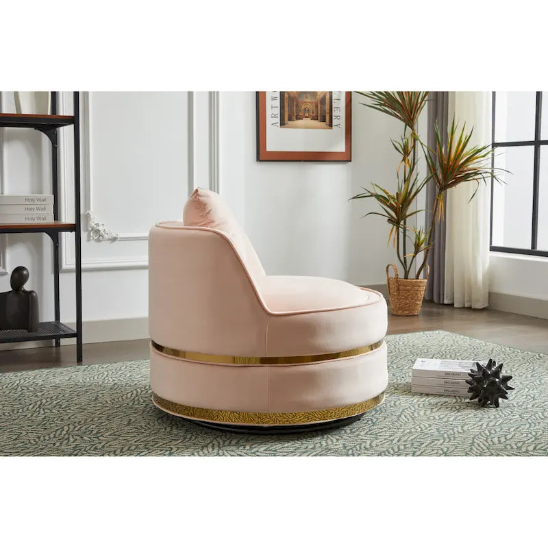 Fauteuil pivotant d'appoint en velours avec piètement en métal doré, plusieurs coloris