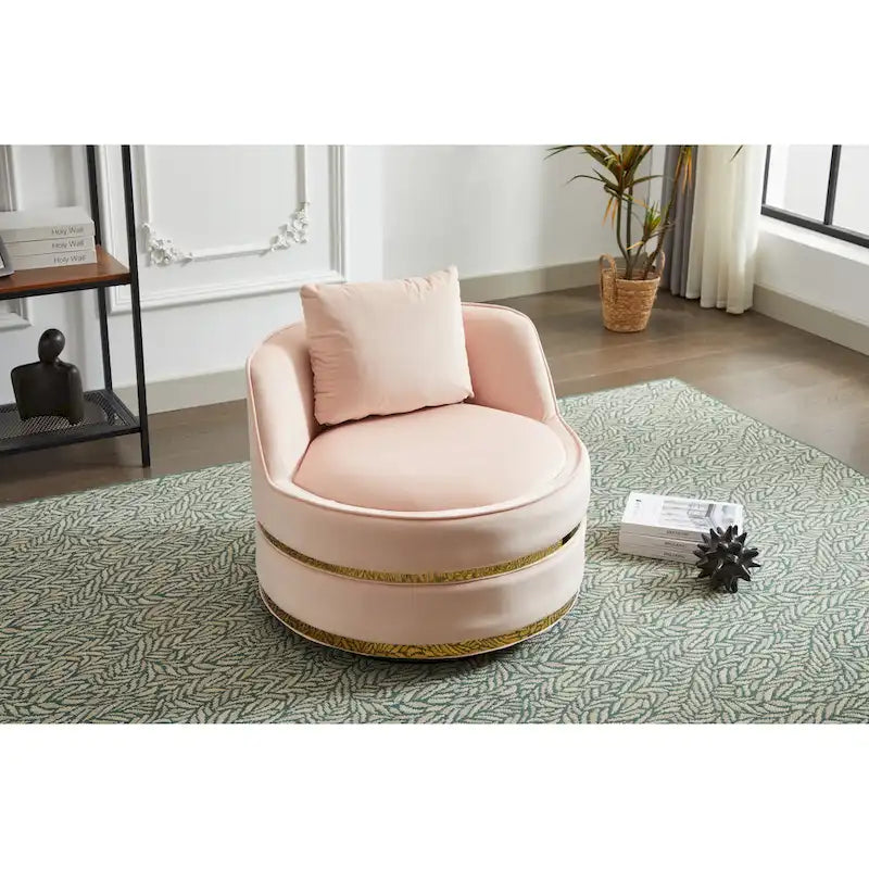 Fauteuil pivotant d'appoint en velours avec piètement en métal doré, plusieurs coloris