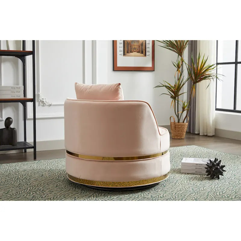 Fauteuil pivotant d'appoint en velours avec piètement en métal doré, plusieurs coloris