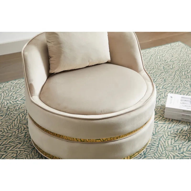 Fauteuil pivotant d'appoint en velours avec piètement en métal doré, plusieurs coloris