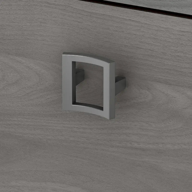 Bureau informatique d'angle blanc pur avec huche et caisson de rangement