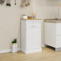 Meuble de cuisine pour poubelle basculante avec tiroir de rangement en bois blanc