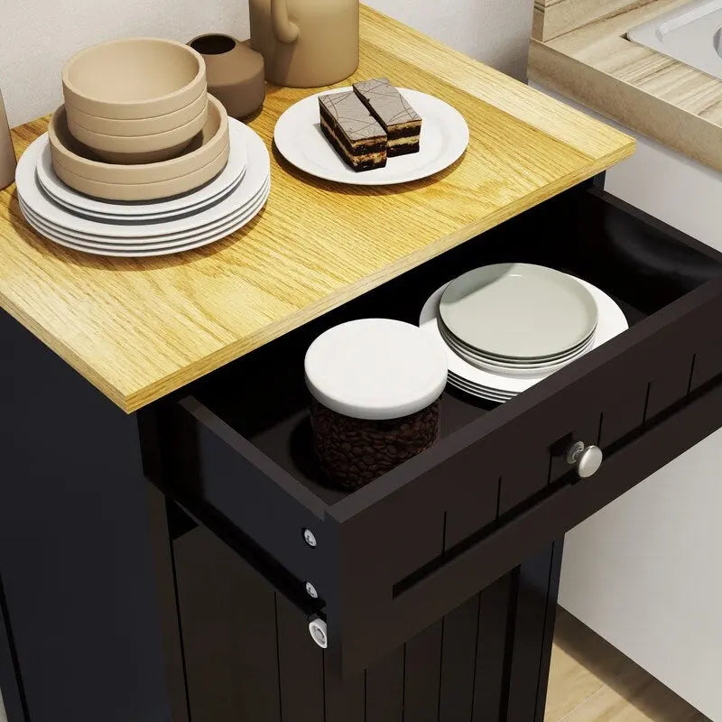 Meuble de cuisine pour poubelle basculante avec tiroir de rangement en bois blanc