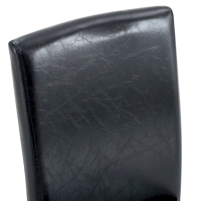 Chaise de salle à manger sans accoudoirs à dossier haut en similicuir noir, rembourrage doux, pieds en métal