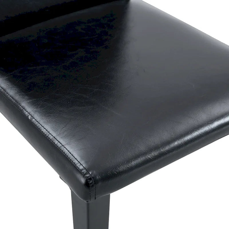 Chaise de salle à manger sans accoudoirs à dossier haut en similicuir noir, rembourrage doux, pieds en métal