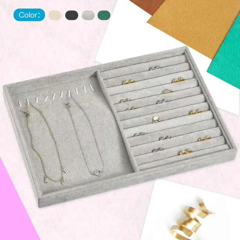 Plateau à Bijoux, Lot de 4 - Présentoir à Bijoux Empilable avec Couvercle