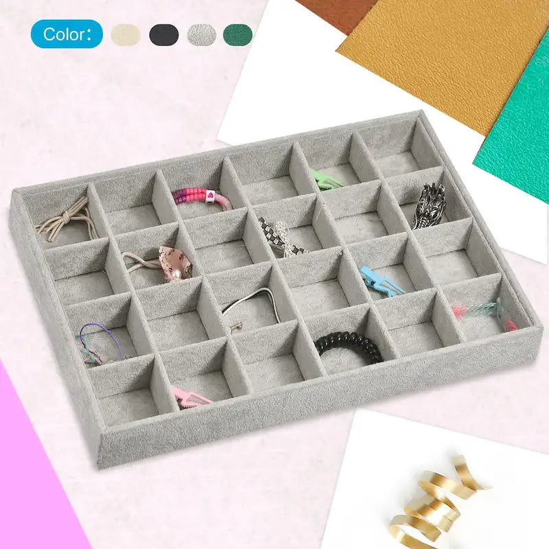 Plateau à Bijoux, Lot de 4 - Présentoir à Bijoux Empilable avec Couvercle