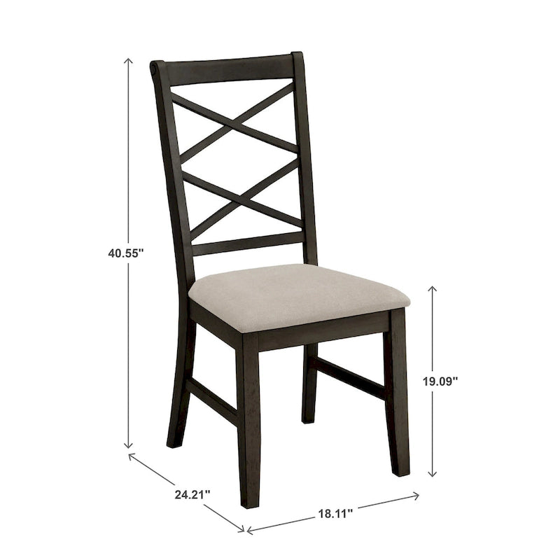 Chaise de salle à manger antique rembourrée à dossier croisé blanc avec cadre en bois