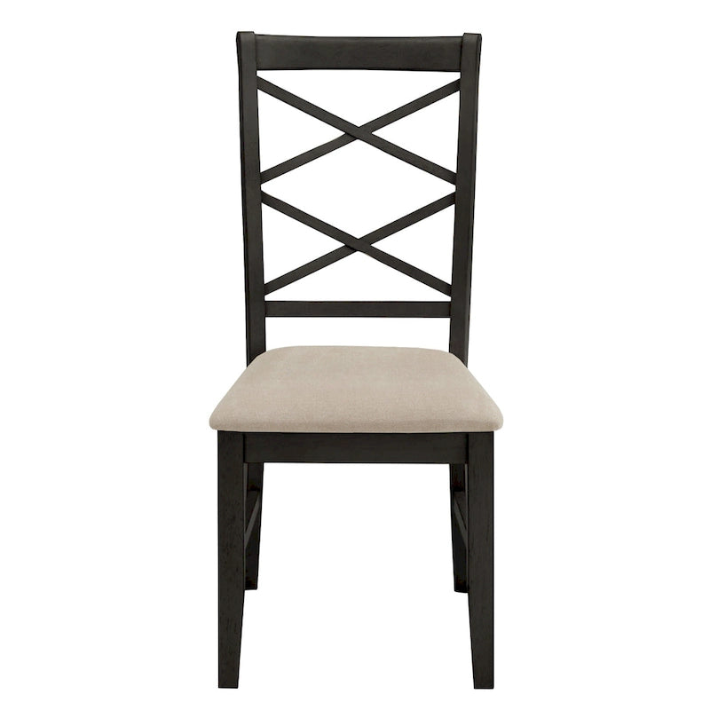 Chaise de salle à manger antique rembourrée à dossier croisé blanc avec cadre en bois