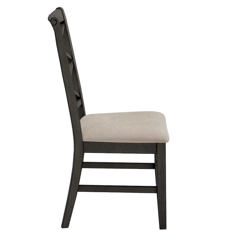 Chaise de salle à manger antique rembourrée à dossier croisé blanc avec cadre en bois
