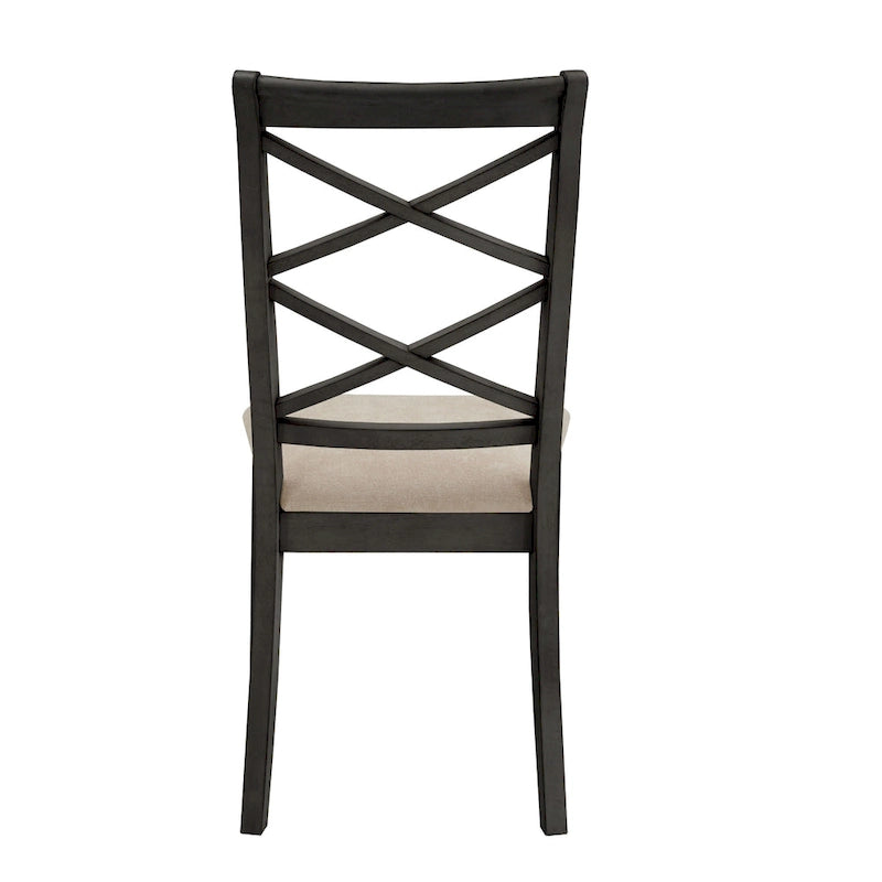 Chaise de salle à manger antique rembourrée à dossier croisé blanc avec cadre en bois